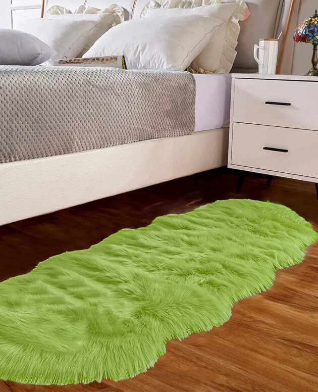 Goolela Fluffy Rugs for Bedroom Living Room Runners Green
