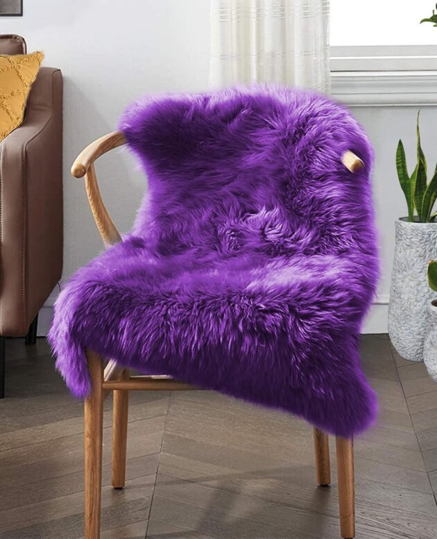 Goolela Small Rug Fluffy Purple Rug Washable Faux Sheepskin