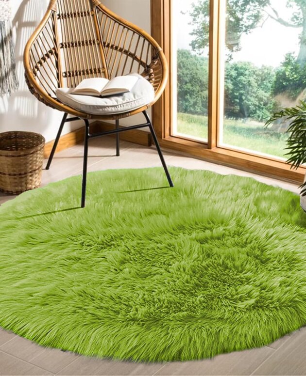 Goolela Circle Area Rugs for Bedroom Living Room Green 6ft